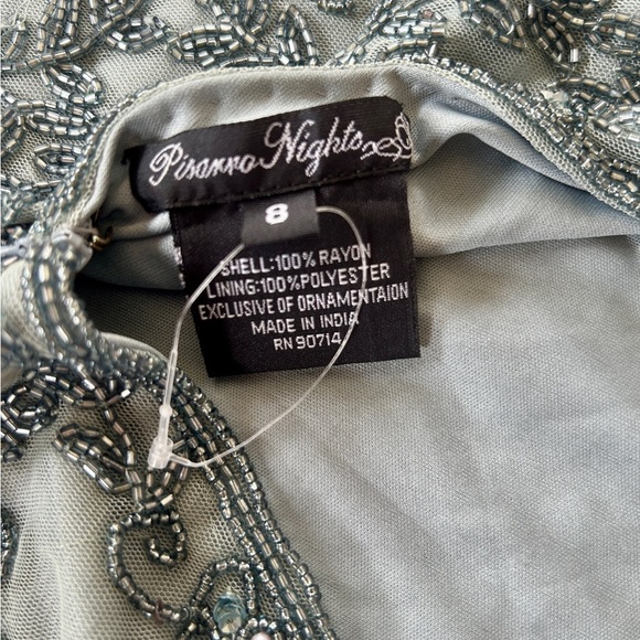 Pisarro Nights Beaded Mesh Gown Size 8 Sleeveless Smoky Gray - Picture 6 of 12